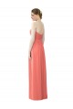 Corail Trapèze Sans bretelle Mousseline Longue Robes demoiselle d'honneur Pas Chère
