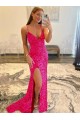Couleur affichée Fourreau Col V Balayage train Paillettes Velours Longue Robes de bal Pas Chère
