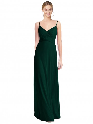 Evergreen Trapèze Bretelles spaghetti Col V Mousseline Longue Robes demoiselle d'honneur Pas Chre