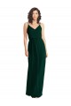 Evergreen Trapèze Col V Mousseline Longue Robes demoiselle d'honneur Pas Chère