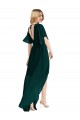 Evergreen Trapèze Col rond Mousseline Longue Asymétrique Robes demoiselle d'honneur Pas Chère