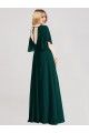 Evergreen Trapèze Col rond Mousseline Longue Robes demoiselle d'honneur Pas Chère