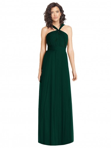 Evergreen Trapèze Licou Mousseline Longue Robes demoiselle d'honneur Pas Chre