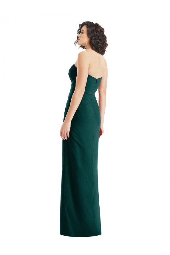 Evergreen Trapèze Sans bretelle Mousseline Longue Robes demoiselle d'honneur Pas Chère