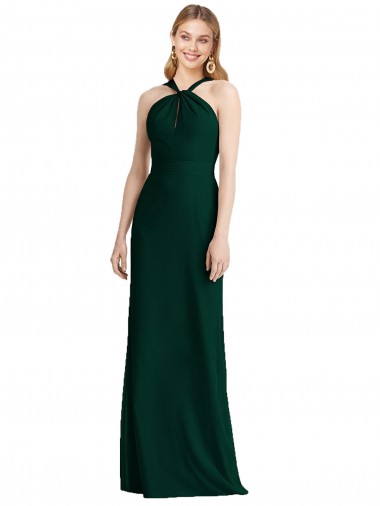 Evergreen Trompette Licou Mousseline Longue Robes demoiselle d'honneur Pas Chre