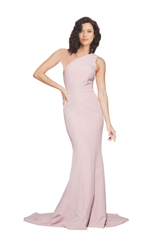 Fourreau Balayage train Crêpe Stretch Longue Robes demoiselle d'honneur / Robes de bal Pas Chère