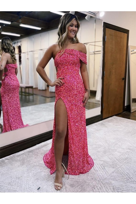 Fourreau Balayage train Paillettes Velours Longue Robes de bal Pas Chère