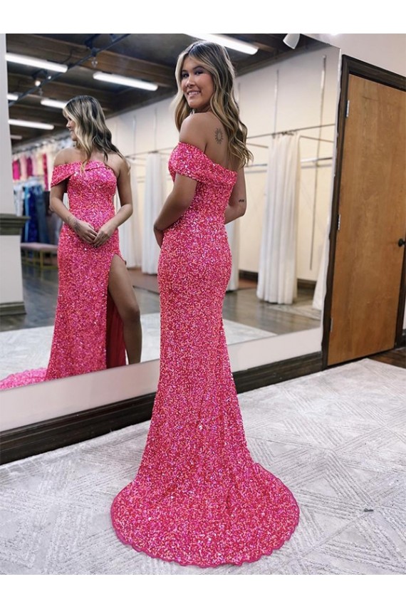 Fourreau Balayage train Paillettes Velours Longue Robes de bal Pas Chère