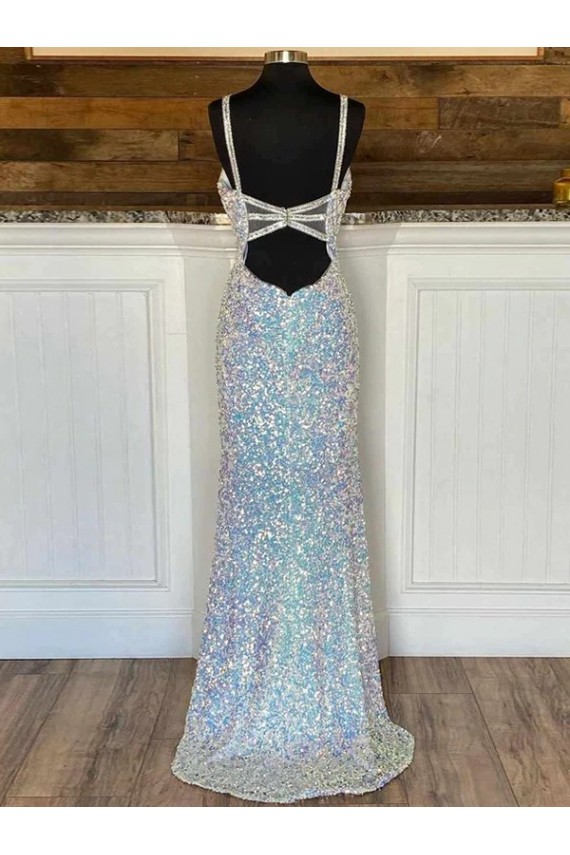 Fourreau Col V Balayage train Paillettes Velours Longue Robes de bal Pas Chère