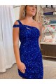 Fourreau Courte Paillettes Velours Courte Robes de bal Pas Chère