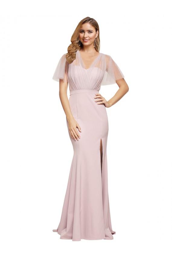 Fourreau Crêpe Stretch Tulle Longue Formelles Robes demoiselle d'honneur / Robes de soirée / Robes de bal Pas Chère