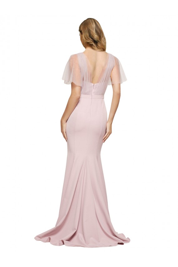 Fourreau Crêpe Stretch Tulle Longue Formelles Robes demoiselle d'honneur / Robes de soirée / Robes de bal Pas Chère