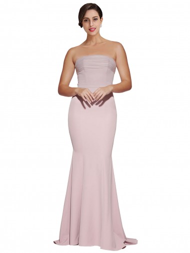 Fourreau Sans bretelle Balayage train Crêpe Stretch Longue Formelles Robes demoiselle d'honneur / Robes de soirée / Robes de bal Pas Chre
