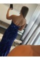 Fourreau Sans bretelle Balayage train Paillettes Velours Longue Robes de bal Pas Chère