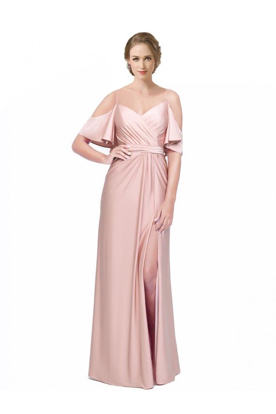 Fourreau Épaule Dénudée Satiné Soyeux Longue Formelles Robes demoiselle d'honneur / Robes de soirée / Robes de bal Pas Chère