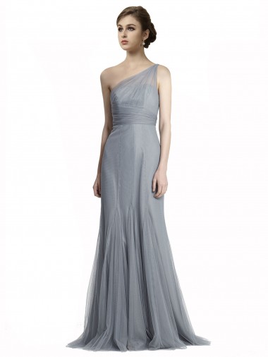 Gris ardoise Sirène Tulle Longue Robes demoiselle d'honneur Pas Chre