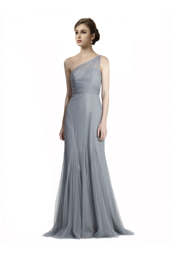 Gris ardoise Sirène Tulle Longue Robes demoiselle d'honneur Pas Chère