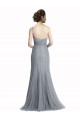 Gris ardoise Sirène Tulle Longue Robes demoiselle d'honneur Pas Chère