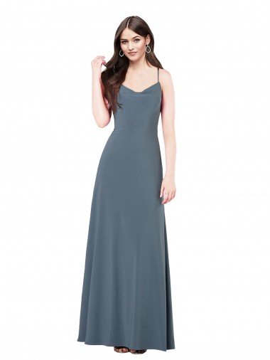 Gris ardoise Trapèze Col V Spandex Longue Robes demoiselle d'honneur / Robes de bal Pas Chre