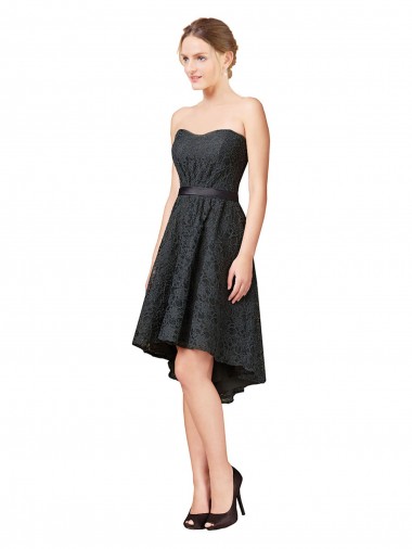 Gris ardoise Trapèze Dentelle Courte Asymétrique Robes demoiselle d'honneur / Robes de cocktail Pas Chre