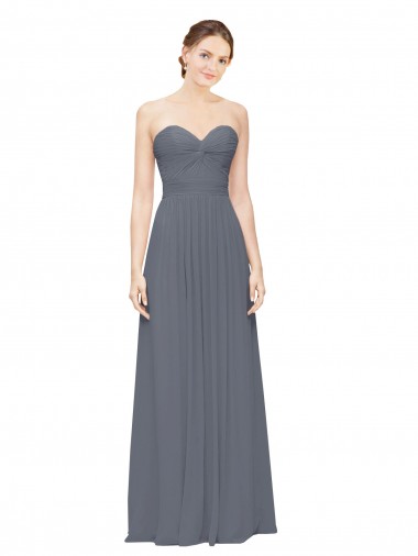 Gris ardoise Trapèze Mousseline Longue Robes demoiselle d'honneur Pas Chre