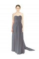 Gris ardoise Trapèze Mousseline Longue Robes demoiselle d'honneur Pas Chère