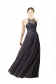Gris ardoise Trapèze Tulle Dentelle Longue Robes demoiselle d'honneur Pas Chère