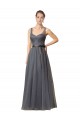 Gris ardoise Trapèze Tulle Longue Robes demoiselle d'honneur Pas Chère