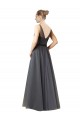 Gris ardoise Trapèze Tulle Longue Robes demoiselle d'honneur Pas Chère