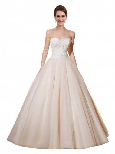 Ivoire & Champagne Princesse Tulle Dentelle Robes de mariée Pas Chre