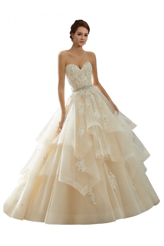 Ivoire & Champagne Princesse Tulle Dentelle Robes de mariée Pas Chère