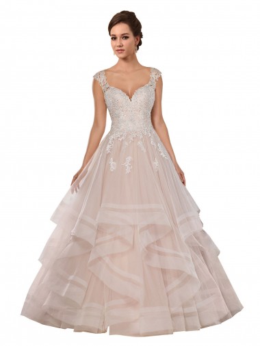 Ivoire & Champagne Princesse Tulle Dentelle Robes de mariée Pas Chre