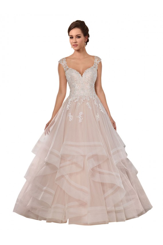 Ivoire & Champagne Princesse Tulle Dentelle Robes de mariée Pas Chère
