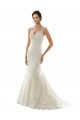 Ivoire & Champagne Sirène Col V Tulle Dentelle Robes de mariée Pas Chère