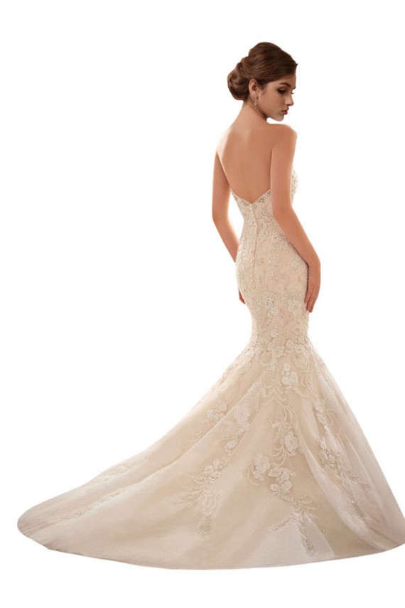 Ivoire & Champagne Sirène Tulle Dentelle Robes de mariée Pas Chère