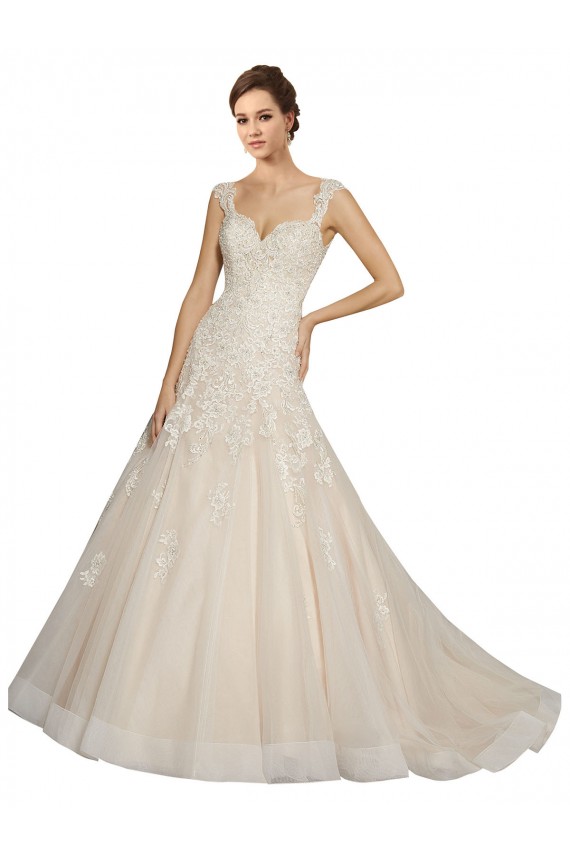 Ivoire & Champagne Sirène Tulle Dentelle Robes de mariée Pas Chère