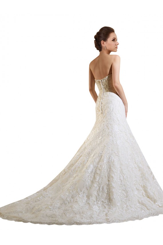 Ivoire & Champagne Trapèze Dentelle Robes de mariée Pas Chère