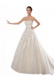 Ivoire & Champagne Trapèze Sans bretelle Tulle Dentelle Robes de mariée Pas Chère
