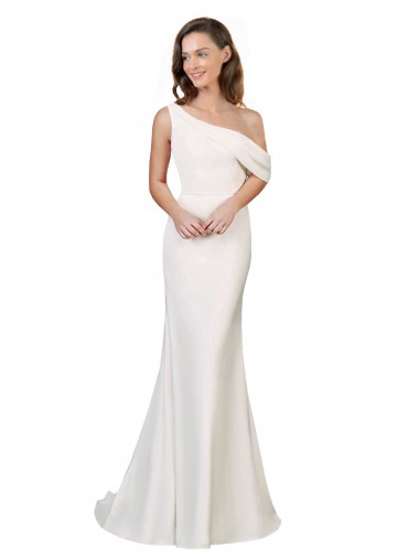 Ivoire Fourreau Balayage train Crêpe Stretch Longue Formelles Robes demoiselle d'honneur / Robes de soirée / Robes de bal Pas Chre