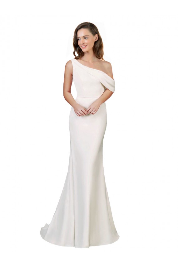 Ivoire Fourreau Balayage train Crêpe Stretch Longue Formelles Robes demoiselle d'honneur / Robes de soirée / Robes de bal Pas Chère