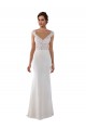 Ivoire Fourreau Col V Dentelle Crêpe Stretch Robes de mariée Pas Chère