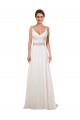 Ivoire Fourreau Col V Mousseline Classique Robes de mariée Pas Chère