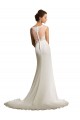 Ivoire Fourreau Illusion Mousseline Dentelle Robes de mariée Pas Chère