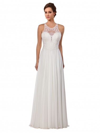 Ivoire Fourreau Illusion Mousseline Robes de mariée Pas Chre