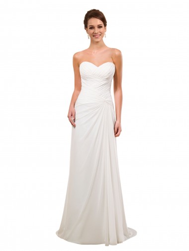 Ivoire Fourreau Mousseline Robes de mariée Pas Chre