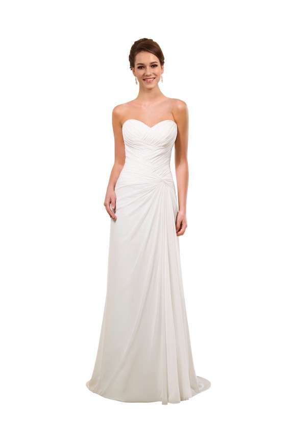 Ivoire Fourreau Mousseline Robes de mariée Pas Chère