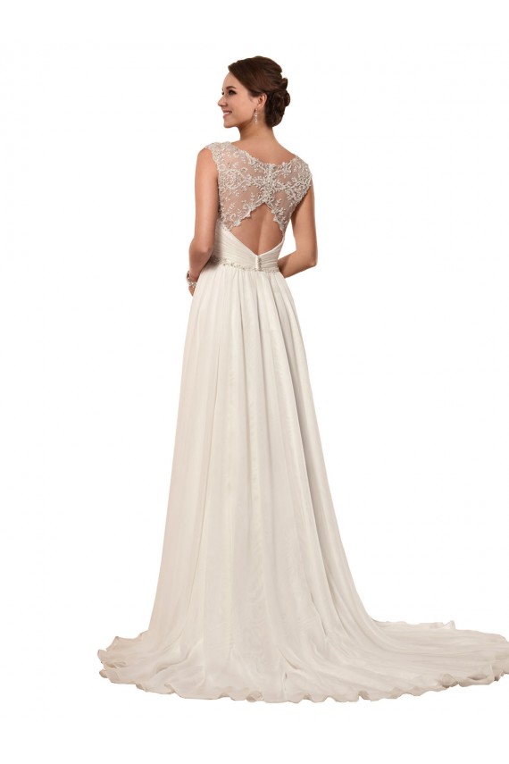 Ivoire Fourreau Mousseline Robes de mariée Pas Chère