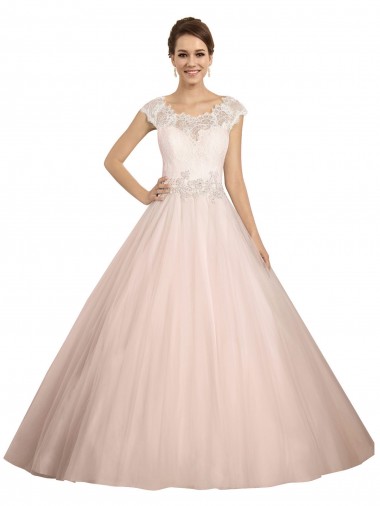 Ivoire Princesse Bateau Illusion Dentelle Robes de mariée Pas Chre