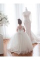 Ivoire Princesse Bateau Tulle Dentelle Longue Robes de demoiselle d'honneur - fillette Pas Chère