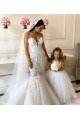 Ivoire Princesse Bateau Tulle Dentelle Longue Robes de demoiselle d'honneur - fillette Pas Chère
